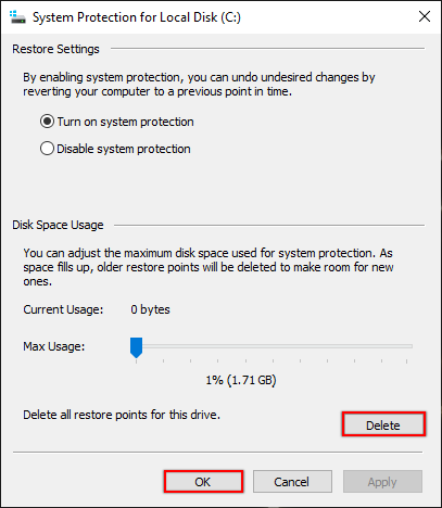 Deleting System Restore Points