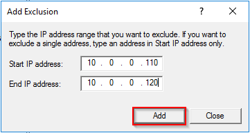 Add the IP addresses to be excluded