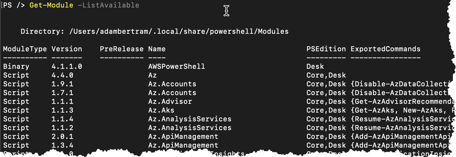 Finding all PowerShell modules available with Get-Module