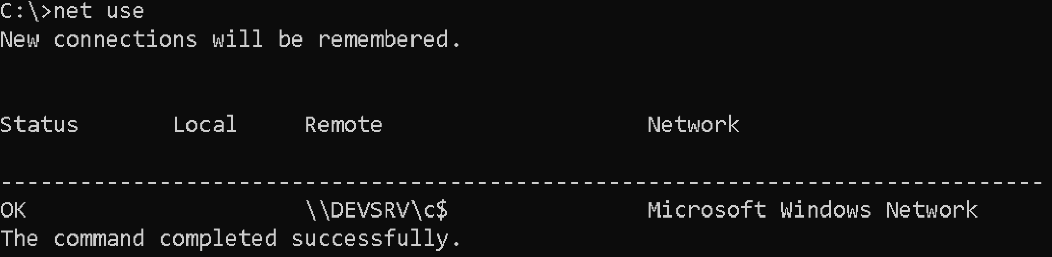 How to connect to network drives on the command line with net use