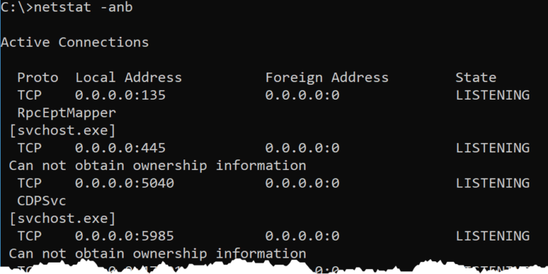 netstat listening ports