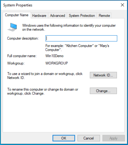 System Properties Dialog box