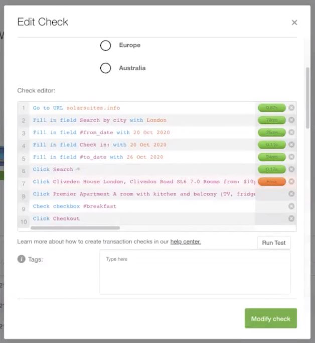 Transaction failure report