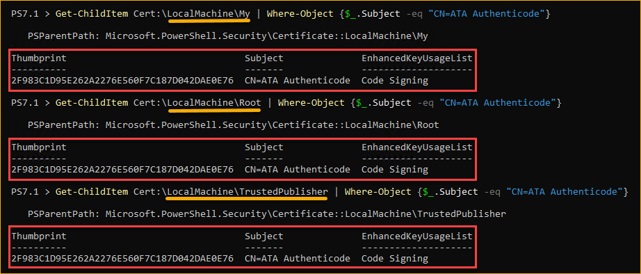 Confirming the creation of the new self-signed certificate