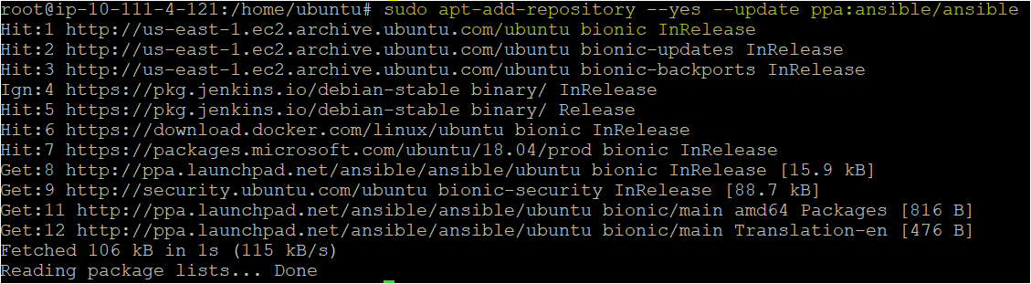 Addition of ansible PPA repository