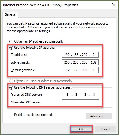Configuring IPv4 settings