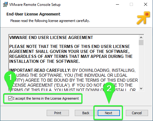 Accepting the license agreement