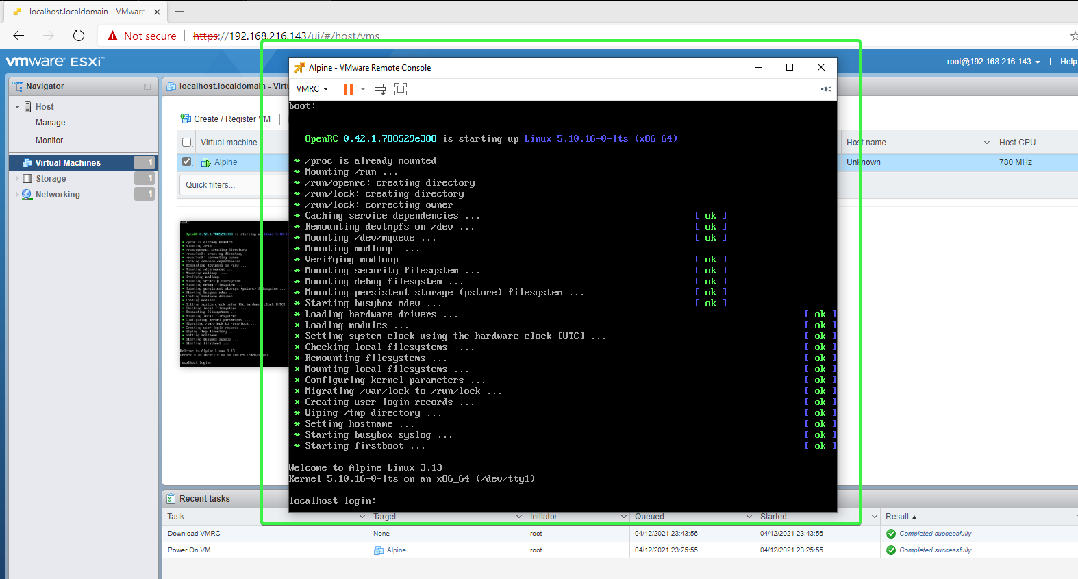 Remote virtual machine console