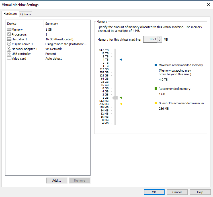 Virtual Machine Settings