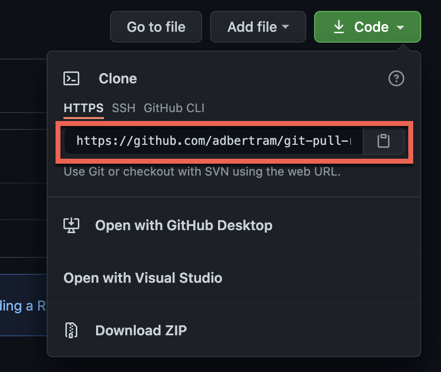 Finding the Git clone URL