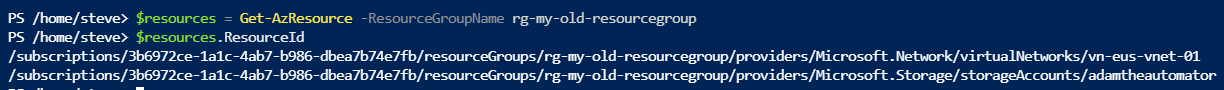 Getting the ResourceId values
