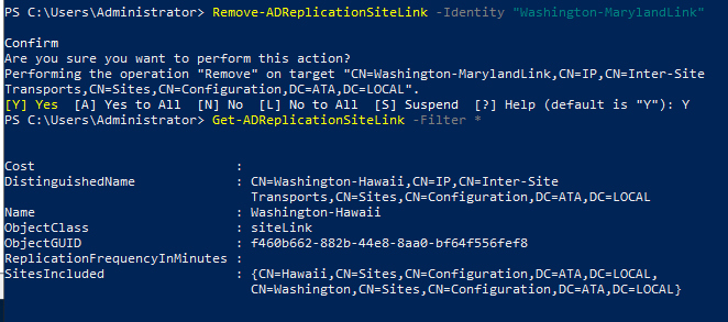 Removing the Active Directory site link