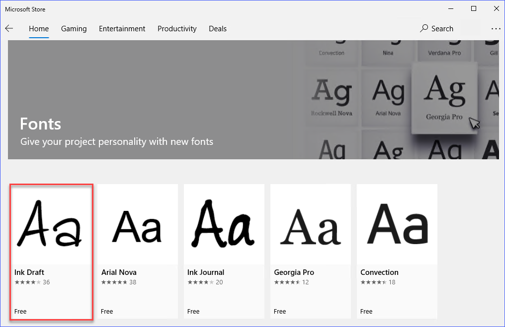 Selecting a font to install