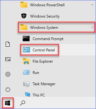 Opening the Control Panel window