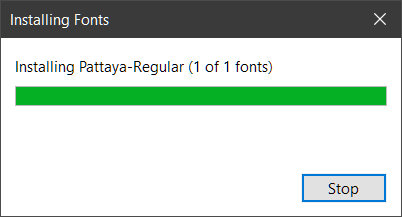 Fonts installation progress indicator