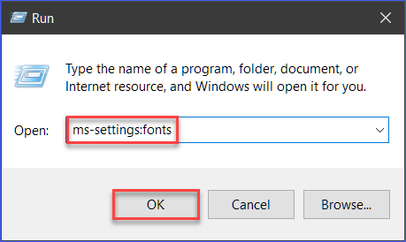 Opening the Fonts Windows Settings