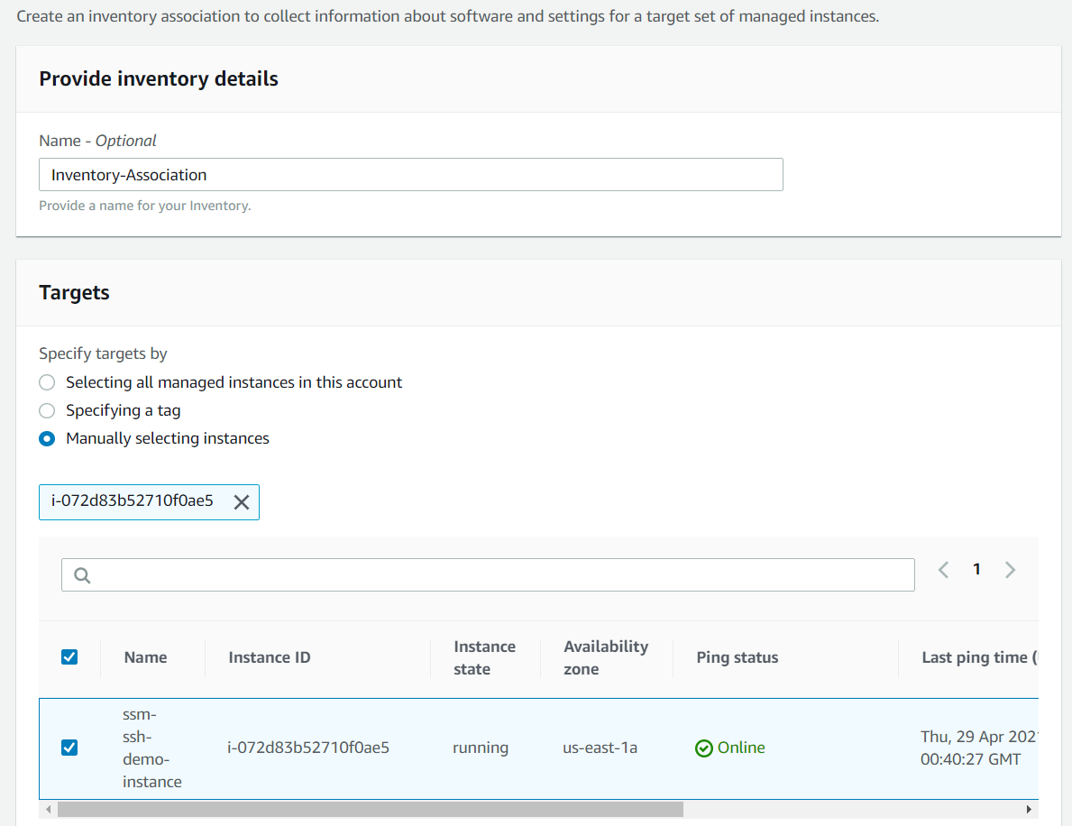 Adding the demo instance to the SSM inventory