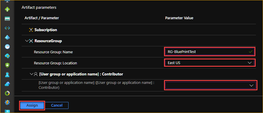 Specifying artifact parameter values