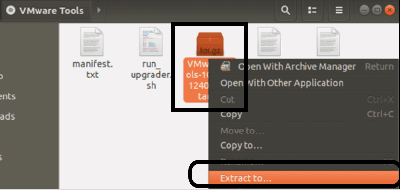 Extracting VMwareTool-10.3.10-12406962.tar.gz