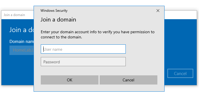 Credentials dialog box