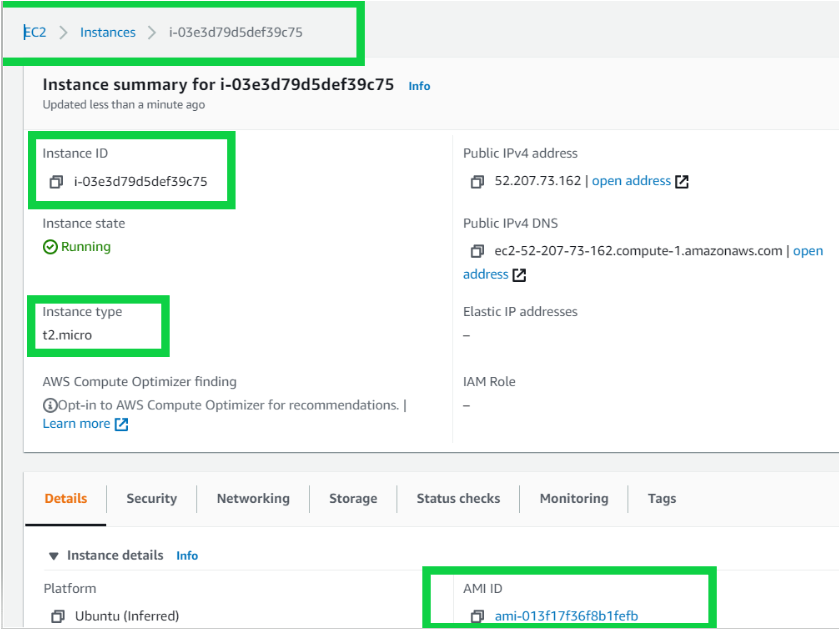 Newly created EC2 instance