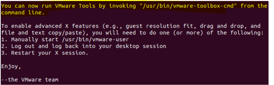 VMware Tools is successfully installed