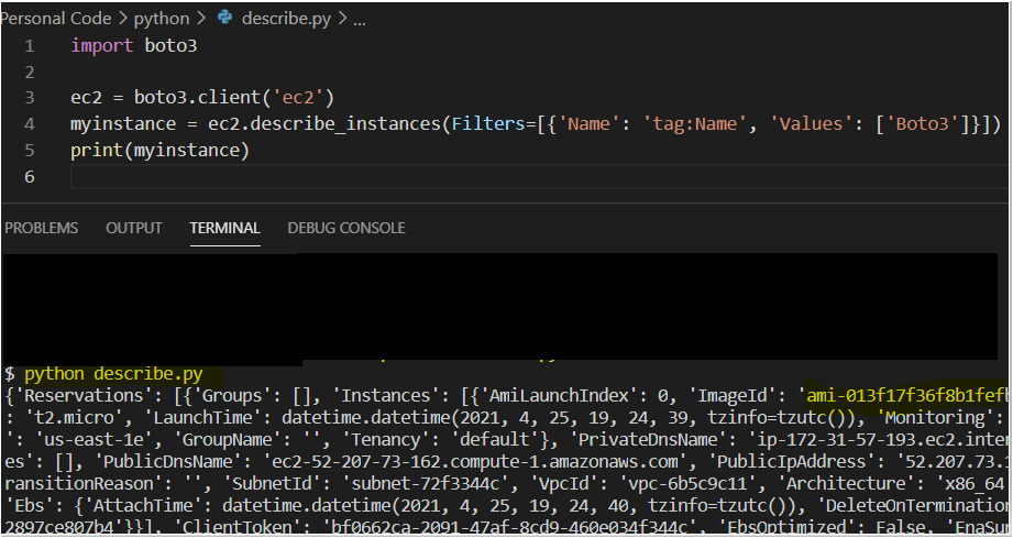 Details of AWS EC2 instance