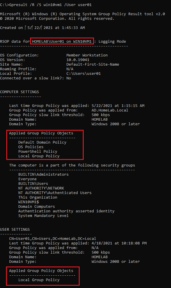 Finding RSOP data