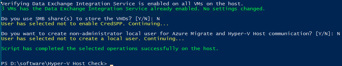 Running the Azure Migrate Hyper-V prep script