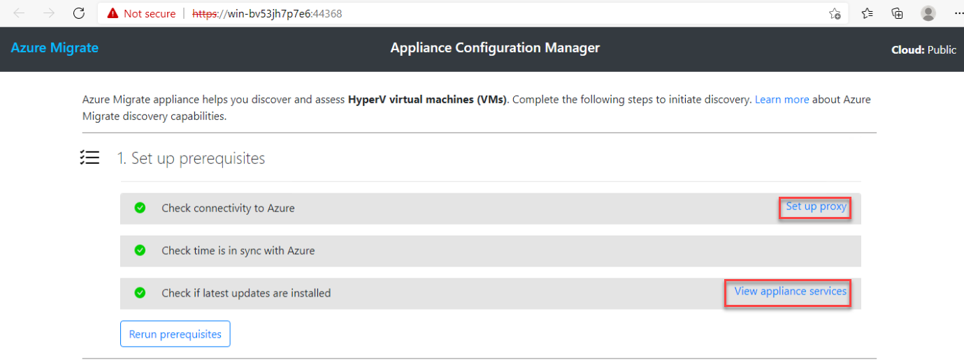 Azure Migrate Appliance configuration manager