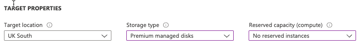 Target Location, Storage Type and Reserved Capacity