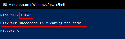 Successfully Cleaned Entire Disk