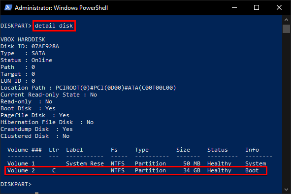 Viewing Volumes Inside The Selected Disk