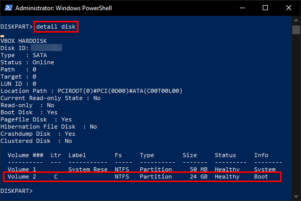 Viewing Selected Disk Details