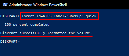 Formatting Partition to a Volume with Diskpart