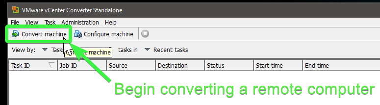 VMware vCenter Converter - Convert machine option