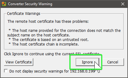 SSL Certificate Warning
