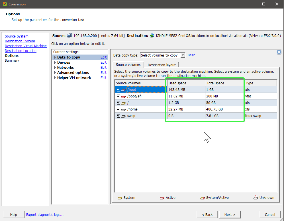 Advanced Conversion Options - Disks