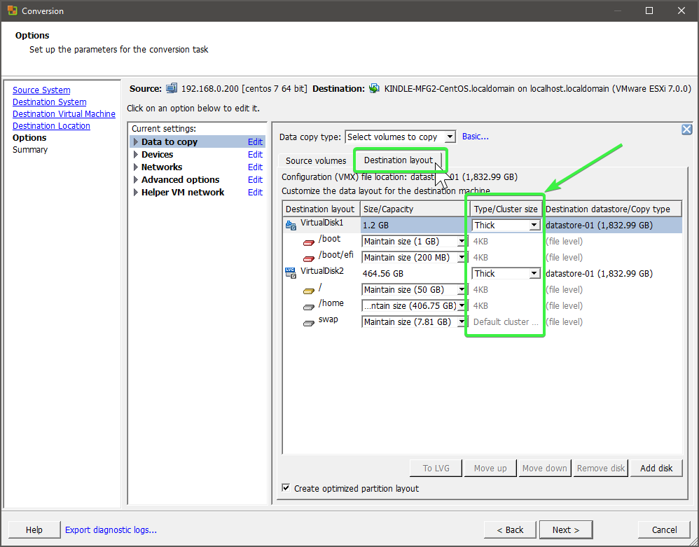 Advanced Conversion Options - Disks