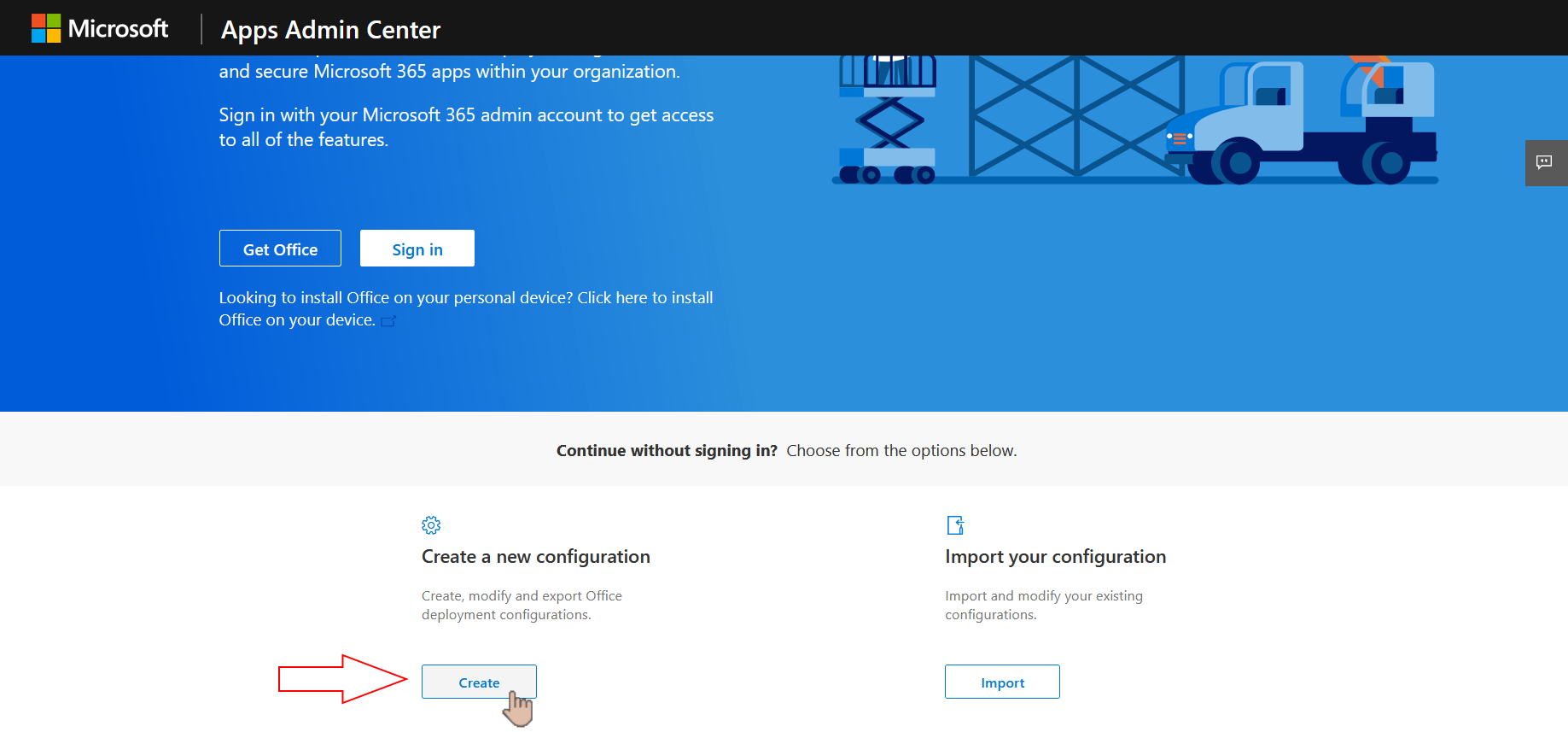 Creating new configuration in Office Customization Tool