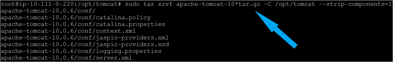 Extracting the Apache Tomcat archive