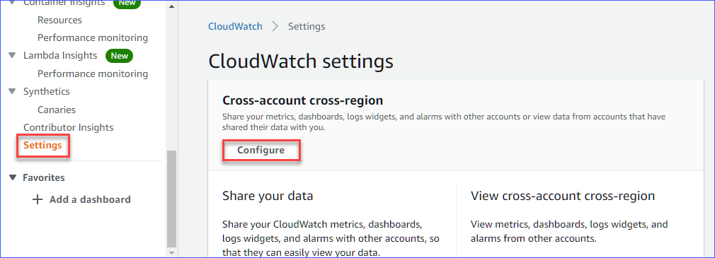 Opening Cross-account cross-region settings on the sharing account
