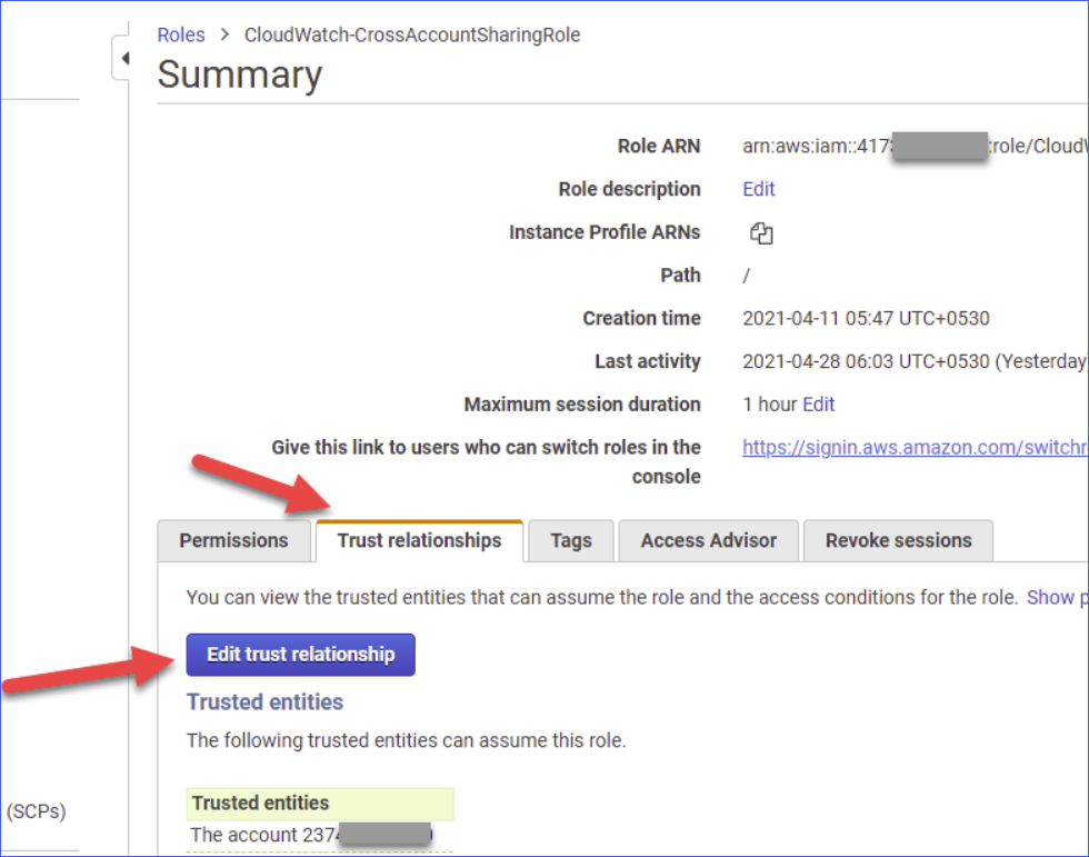 Opening the trust relationship editor 