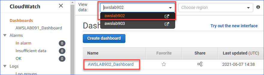 Selecting the CloudWatch metrics source