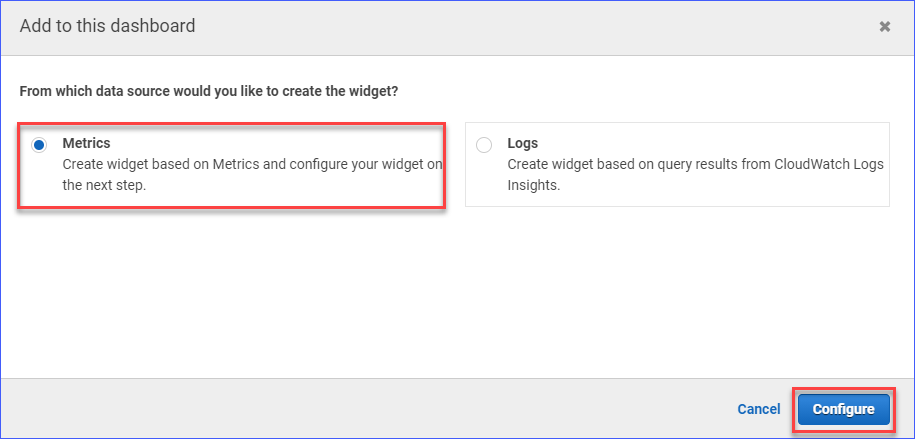 Selecting Metrics as the data source