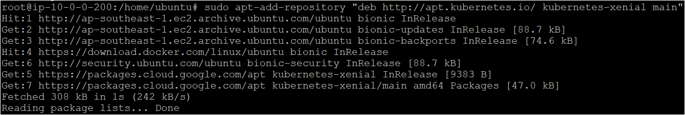 Adding the Kubernetes repository on each ubuntu system