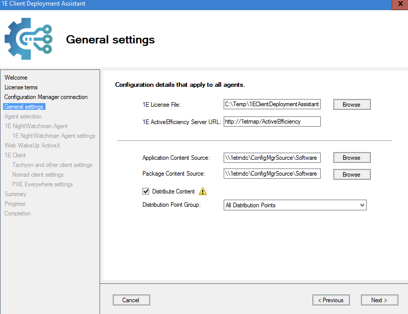 Setting up the 1E Client Deployment Assistant