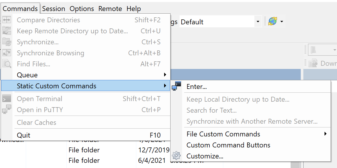 Navigating to custom command