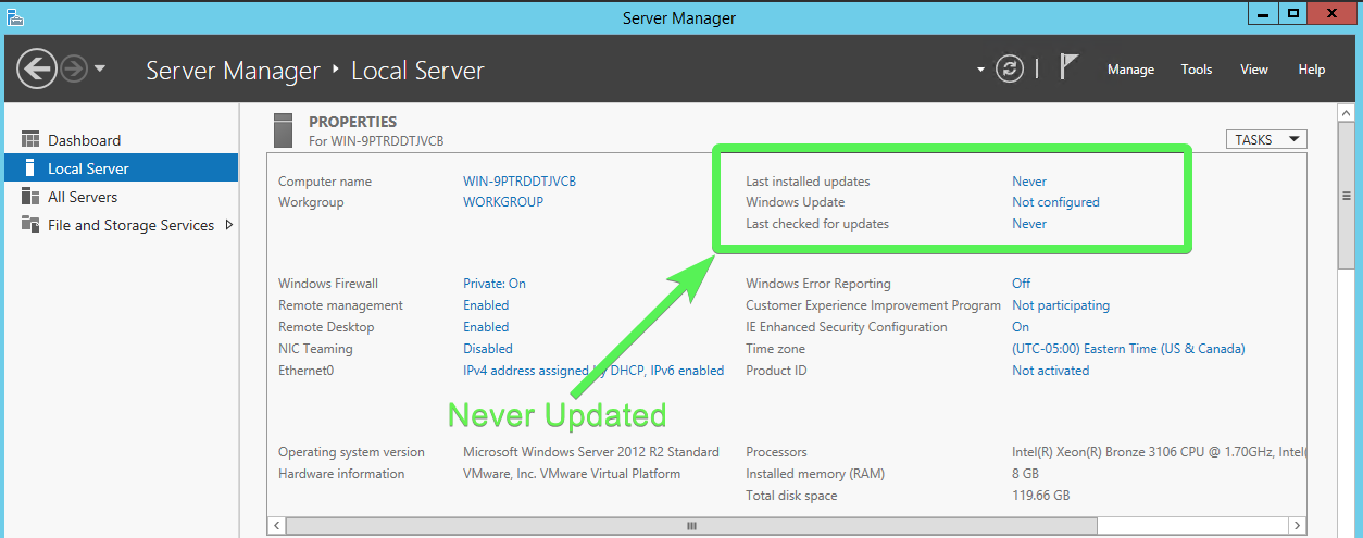 Never Updated Offline Windows 2012 R2 Server
