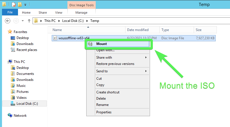 Mounting the Offline Update ISO